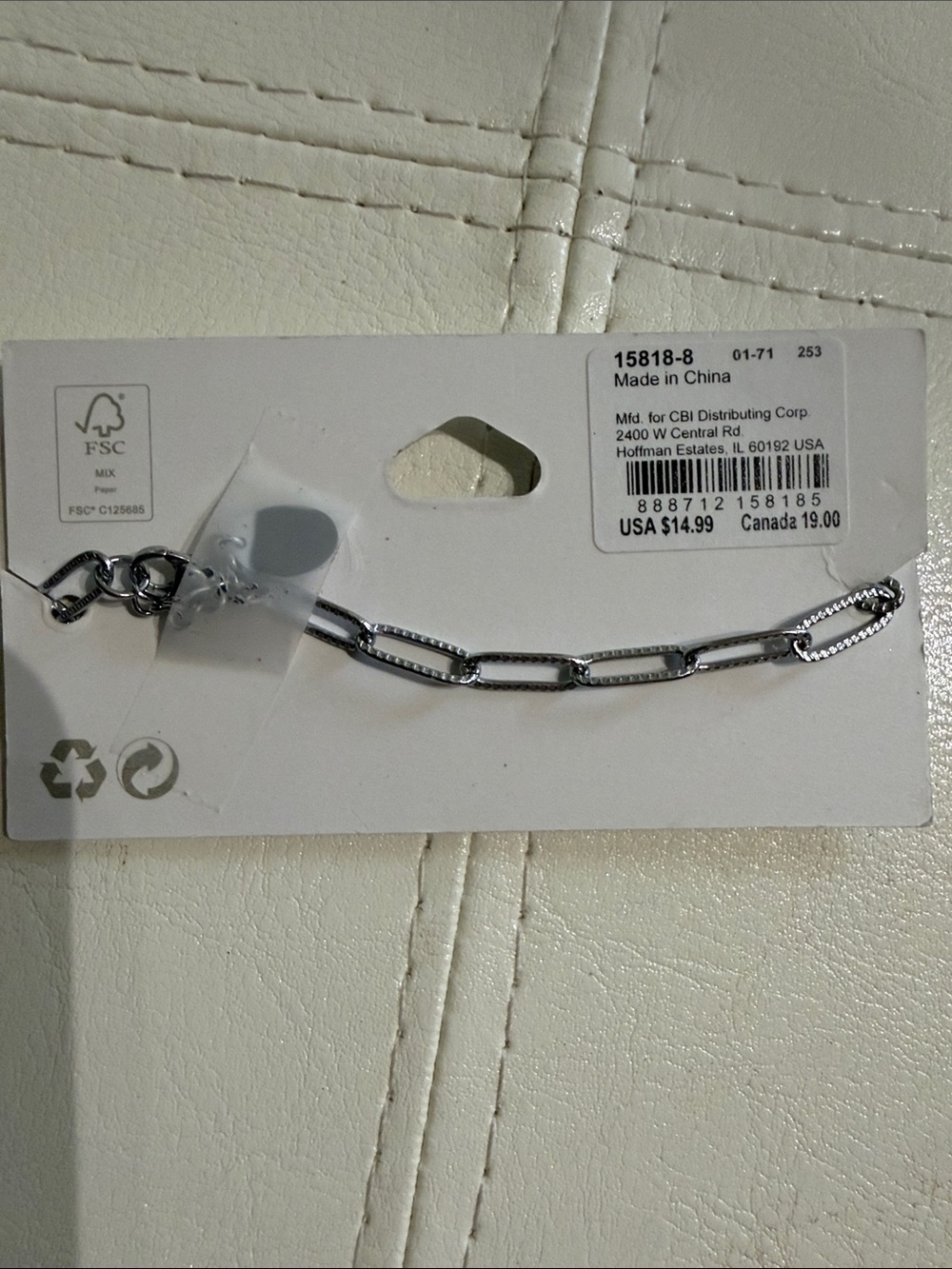 Icing Silver Stainless Steel Paperclip Link Bracelet - Picture 2 of 3